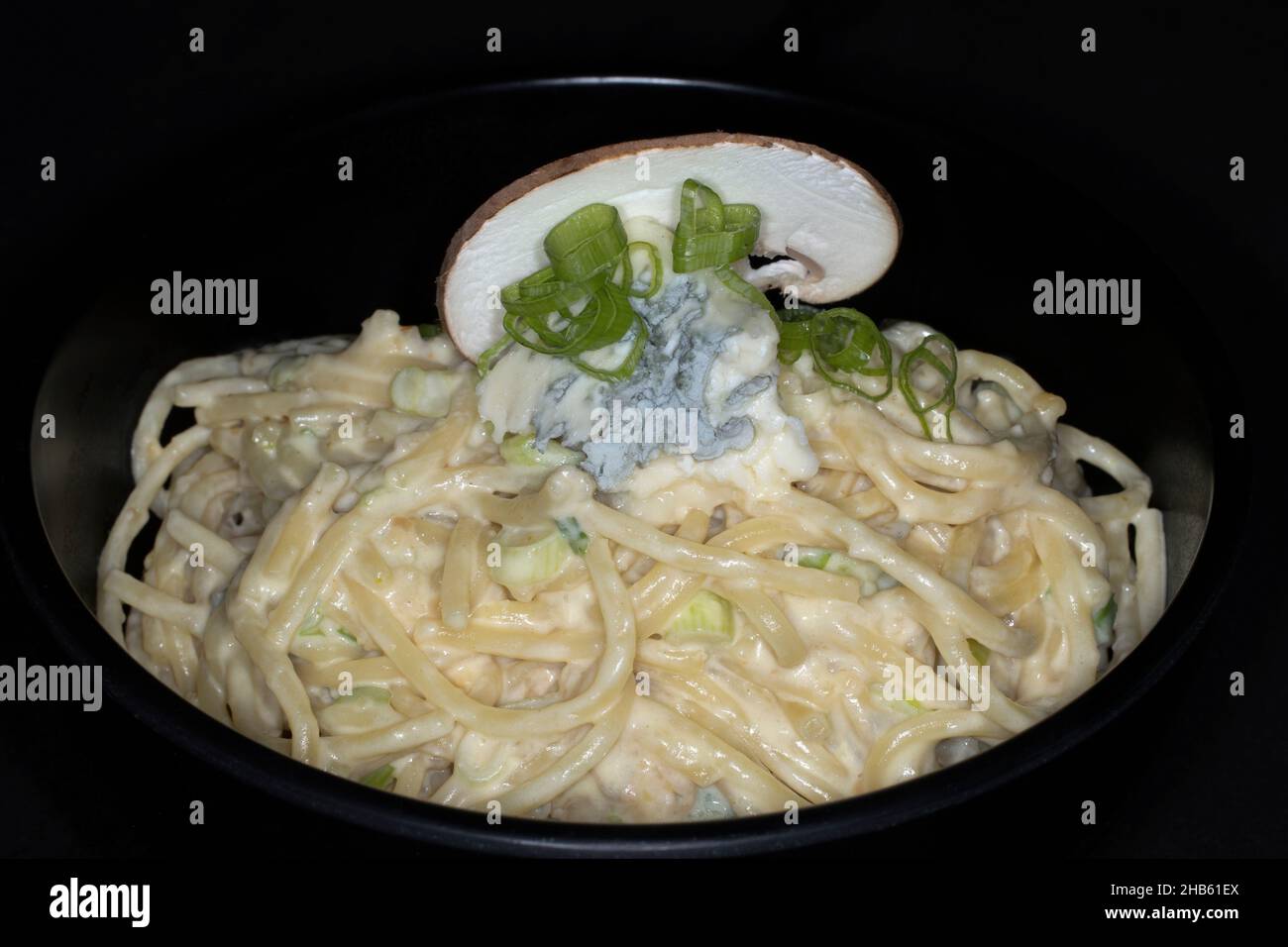 Spaghetti Gorgonzola Stockfoto