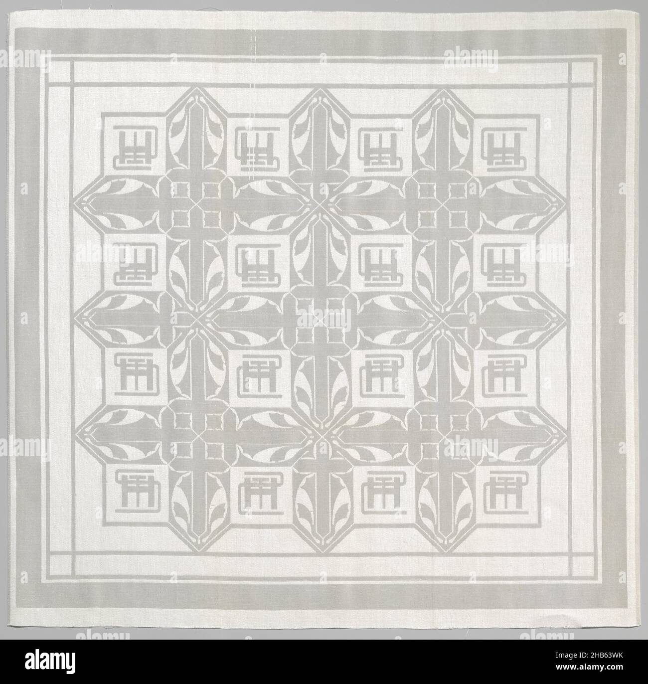 Leinendamastserviette mit den Initialen St, H, Leinendamastserviette mit den Initialen St, H (Hunting Lodge St Hubertus)., Chris Lebeau (möglicherweise), Van den Briel & Verster, Linnenfabriken Van Dissel, Eindhoven, c. 1920, Leinen (Material), Damast, Höhe 70 cm × Breite 71,6 cm Stockfoto