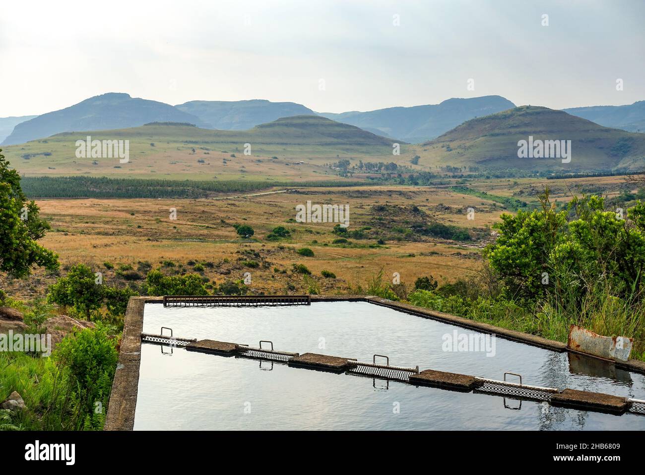 Bewässerungsreservoir in Mpumalanga, Südafrika, im Winter 2021 Stockfoto