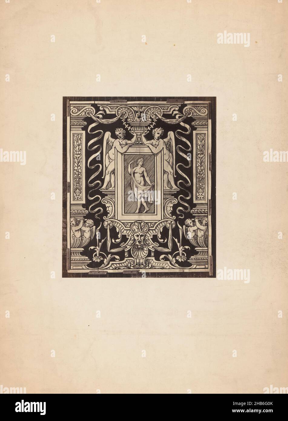 Ornamentaler Druck an einer Wand, anonym, c. 1875 - c. 1900, Karton, Albumin-Print, Höhe 201 mm × Breite 171 mm Stockfoto