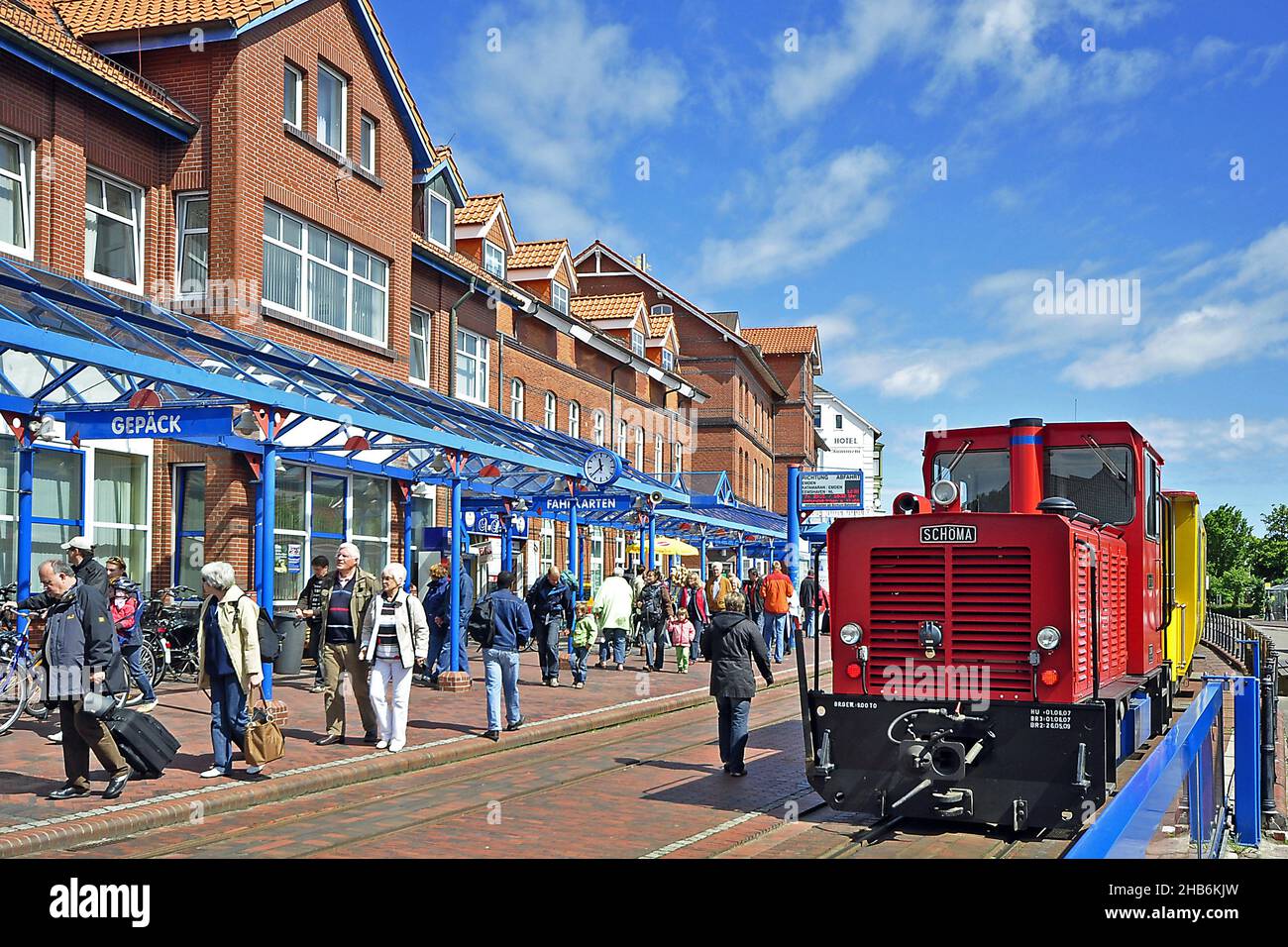 Bahnhof der Inselbahn auf Borkum, Deutschland, Niedersachsen, Borkum Stockfoto