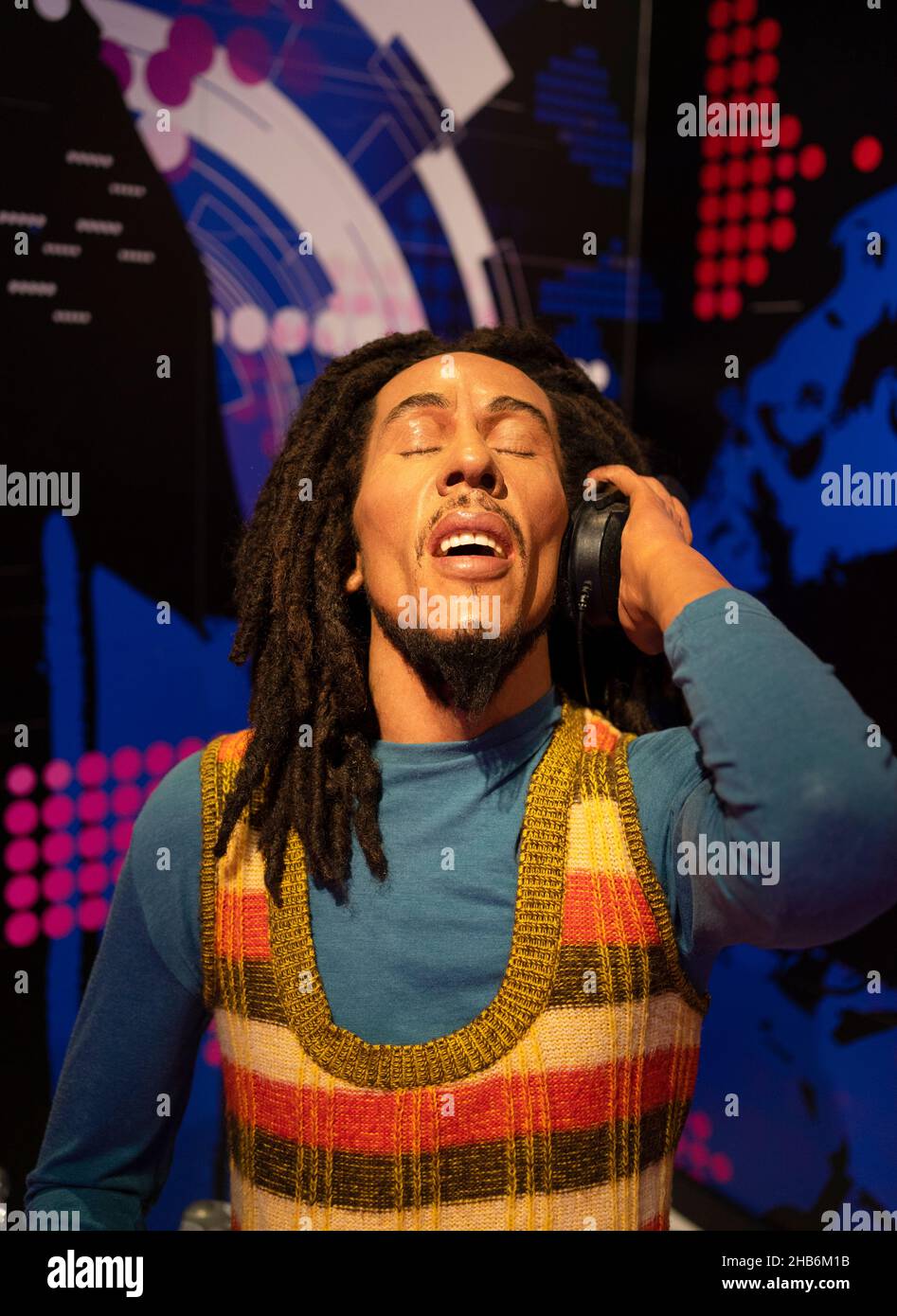 Bob Marley Wachsfigur im Madame Tussauds Istanbul. Bob Marley war ein jamaikanischer Sänger, Songwriter und Musiker. Stockfoto