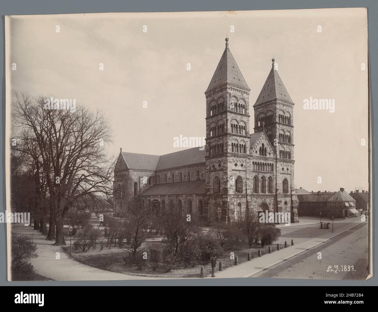 Ansicht der Kathedrale von Lund, anonym, 1915 - 1960, Barytapapier, Silbergelatine-Druck, Höhe 175 mm × Breite 233 mm Stockfoto