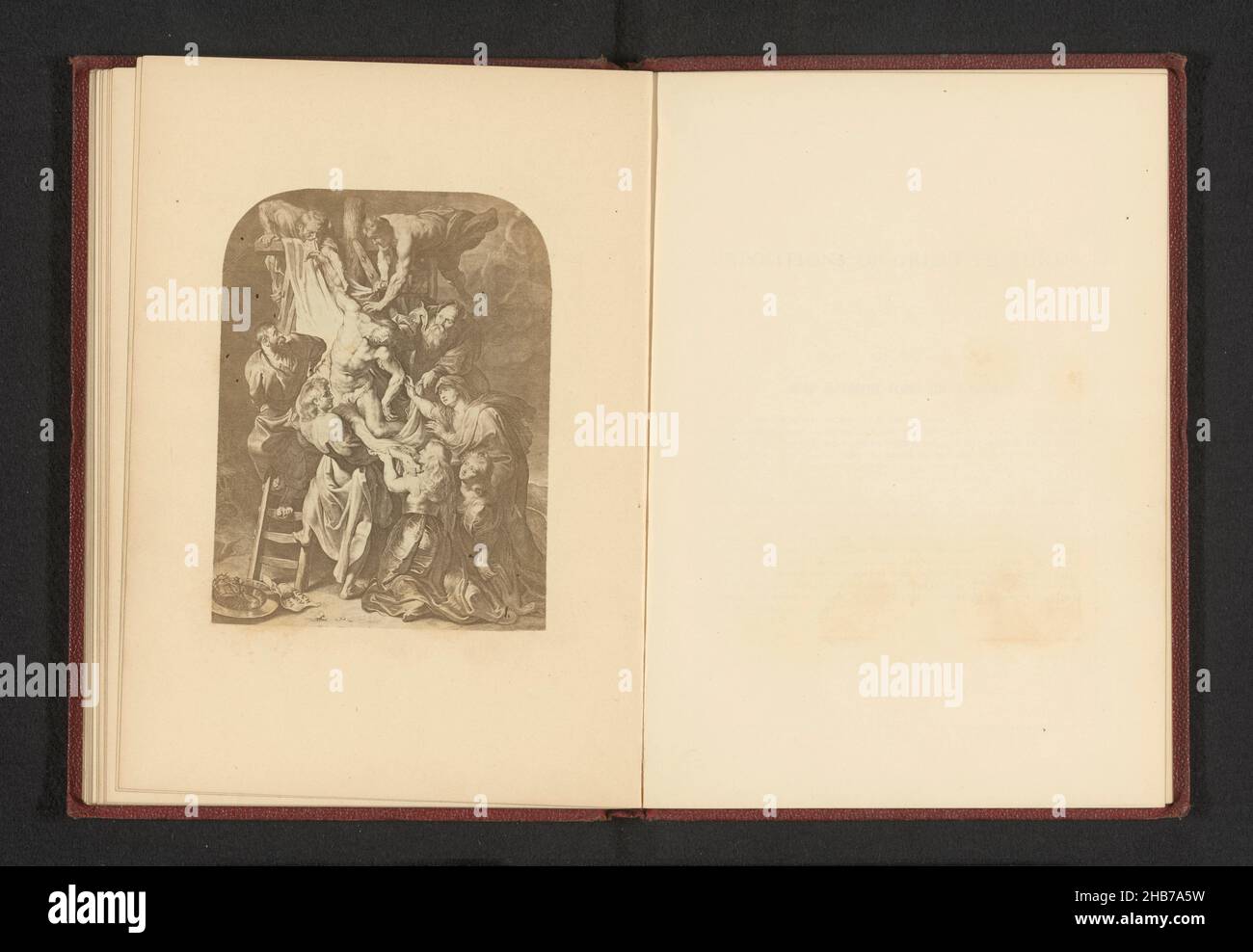 Fotoreproduktion eines Drucks nach einem Gemälde, das den Kreuzabstieg darstellt, Negretti & Zambra, nach: Peter Paul Rubens, c. 1853 - in oder vor 1863, fotografischer Träger, Albumin-Druck, Höhe 121 mm × Breite 91 mm Stockfoto