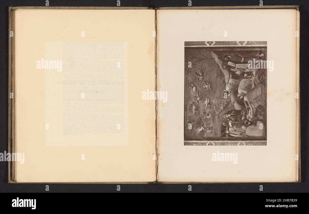 Fotoreproduktion eines Freskobilds, das die Klage Christi darstellt, Hersteller: Anonym, Giotto de Bondone, Padua, c. 1870 - in oder vor 1880, Papier, Höhe 121 mm × Breite 152 mm Stockfoto
