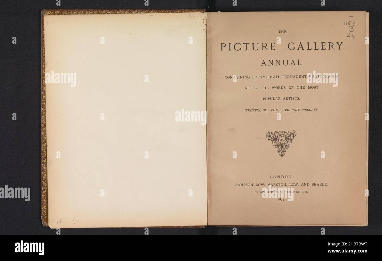 Die jährliche Bildergalerie mit 48 permanenten Fotografien nach den Arbeiten der beliebtesten Künstler (Titel auf Objekt), Herausgeber: Marston, Searle, & Rivington Sampson Low (erwähnt auf Objekt), London, 1874, Papier, Leder, Höhe 275 mm × Breite 215 mm × Dicke 35 mm Stockfoto