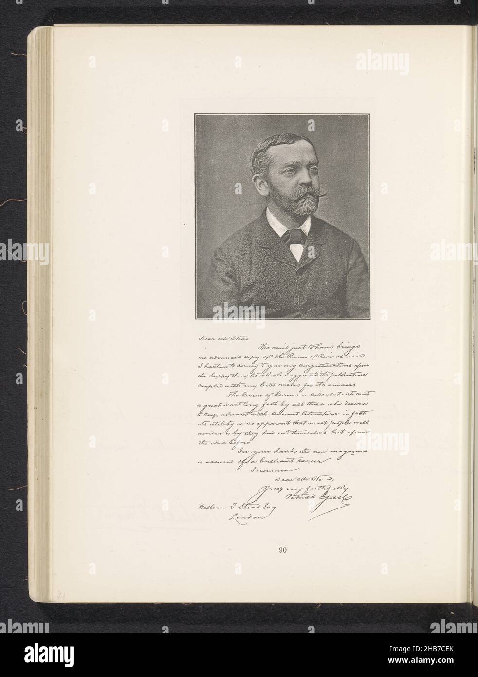 Porträt von Patrick Egan, Hersteller: Anonym, c. 1881 - in oder vor 1891, Papier, Höhe 88 mm × Breite 76 mm Stockfoto