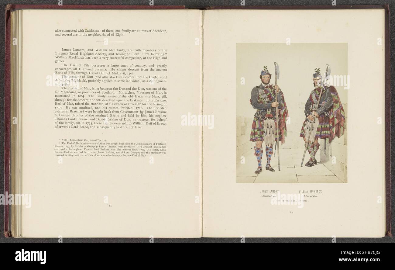 Fotoproduktion einer Zeichnung von Porträts von James Lamont und William Mc Hardy, zwei Soldaten des Grafen von Fife, James Lamont Auchindryne. William McHardy, Linn of Dee. Men of the Earl of Fife (Titel auf Objekt), Day & Son Vincent Brooks, intermediärer Zeichner: Kenneth Macleay, c. 1860 - in oder vor 1870, fotografischer Träger, Albumin-Druck, Höhe 128 mm × Breite 101 mm Stockfoto