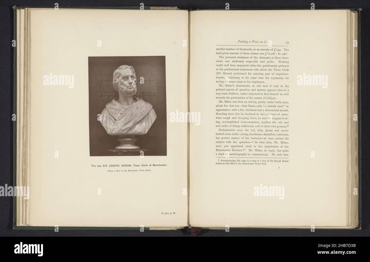 Büste von Sir Joseph Heron im Rathaus von Manchester, dem verstorbenen Sir Joseph Heron, Stadtkaufmann von Manchester (Titel auf Objekt), Hersteller: Anonym, c.. 1881 - in oder vor 1891, Papier, Höhe 116 mm × Breite 90 mm Stockfoto