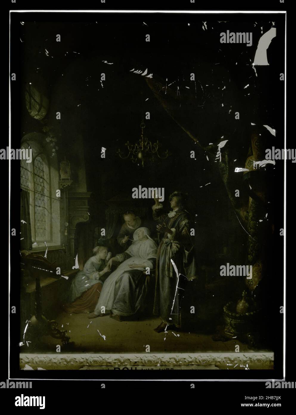 Reproduktion von Gerard Dou, der wässrigen Frau, Louvre, anonym, nach: Gerard Dou, 1907 - 1935, Glas, Objektträger, Höhe 180 mm × Breite 240 mm Stockfoto