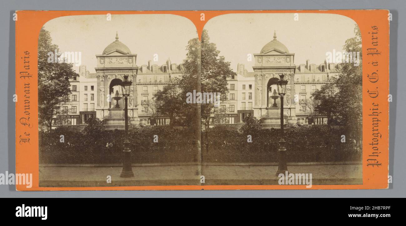 Blick auf die Fontaine des Innocents in Paris, Le Nouveau Paris (Serientitel), Charles Gérard (auf Objekt erwähnt), Paris, c. 1860 - c. 1870, Karton, Albumin-Print, Höhe 85 mm × Breite 170 mm Stockfoto