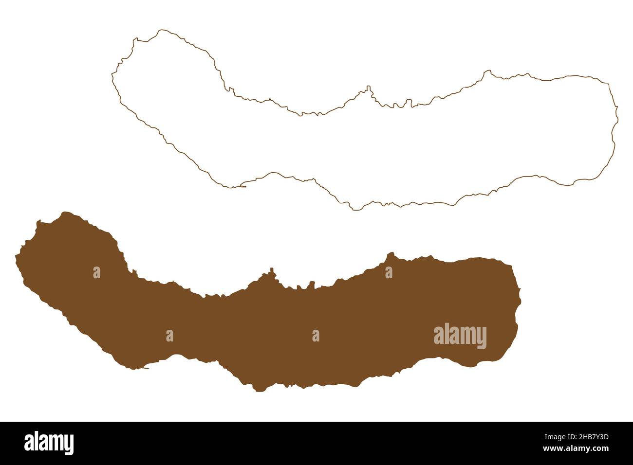 Insel Sao Miguel (Portugal, Portugiesische Republik, Autonome Region des Azoren-Archipels) Kartenvektordarstellung, Skizze Sao Miguel Karte Stock Vektor
