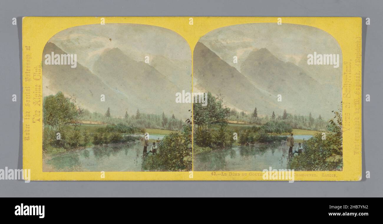 Tal von Chamonix, mit dem Dôme du Goûter im Hintergrund, Le Dôme du Gouté. Vallée de Chamounix. Savoie. (Titel auf Objekt), William England (erwähnt auf Objekt), Rhône-Alpes, c. 1850 - c. 1880, Karton, Albumin-Print, Höhe 85 mm × Breite 170 mm Stockfoto