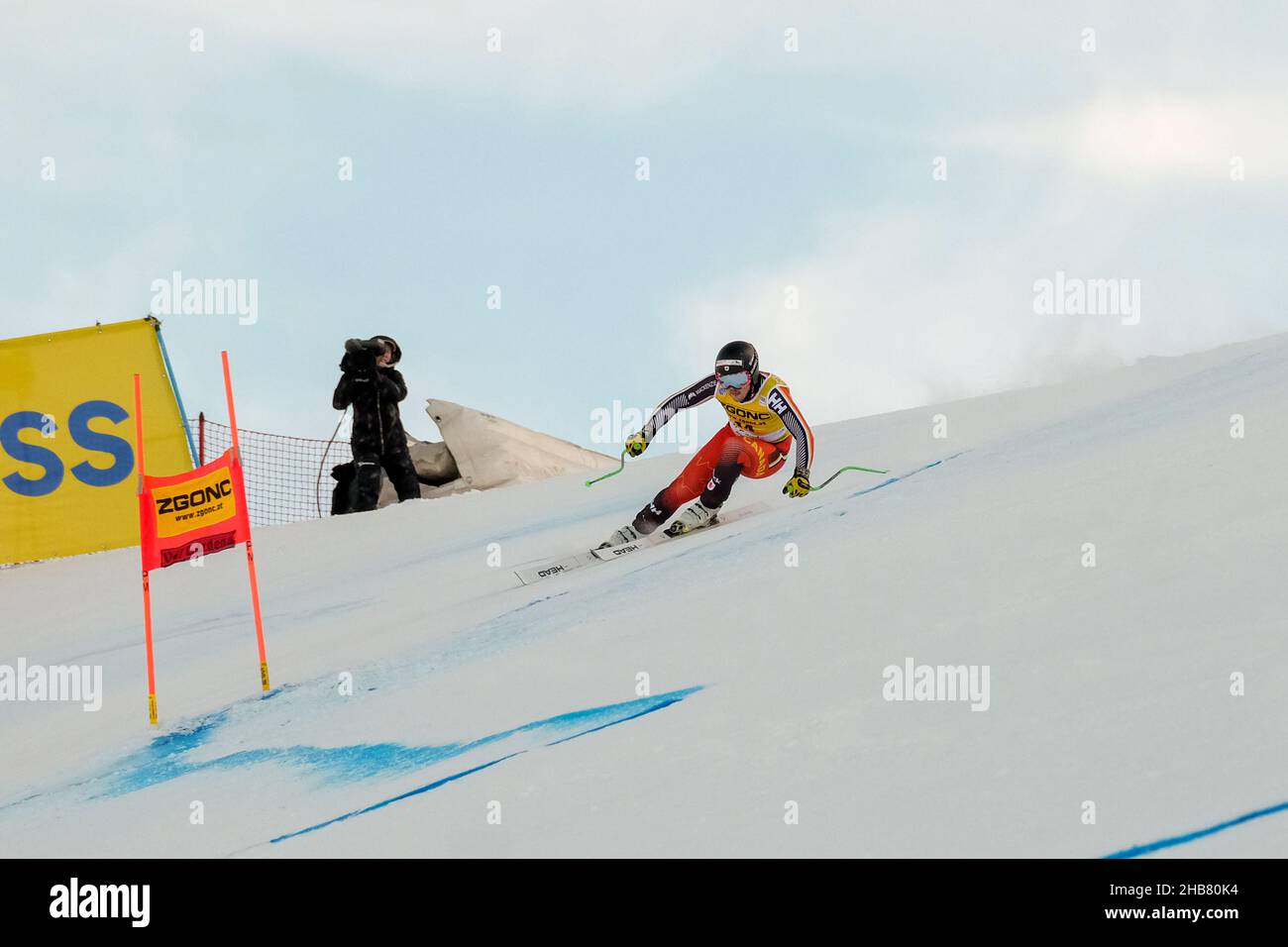Saslong , Gröden, Italien, 17. Dezember 2021, James Crawford (CAN) während des FIS Ski World Cup 2021 - Men ' Super-G - alpines Skirennen Stockfoto
