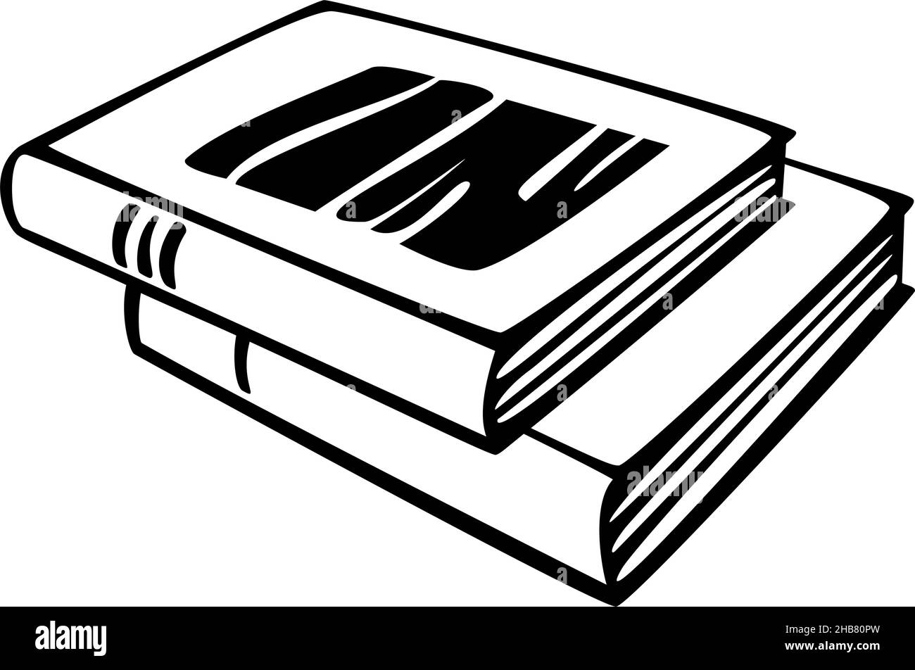 Vektorgrafik mit Stapel von Büchern. Zwei schwarz-weiße Bücher. Stock Vektor