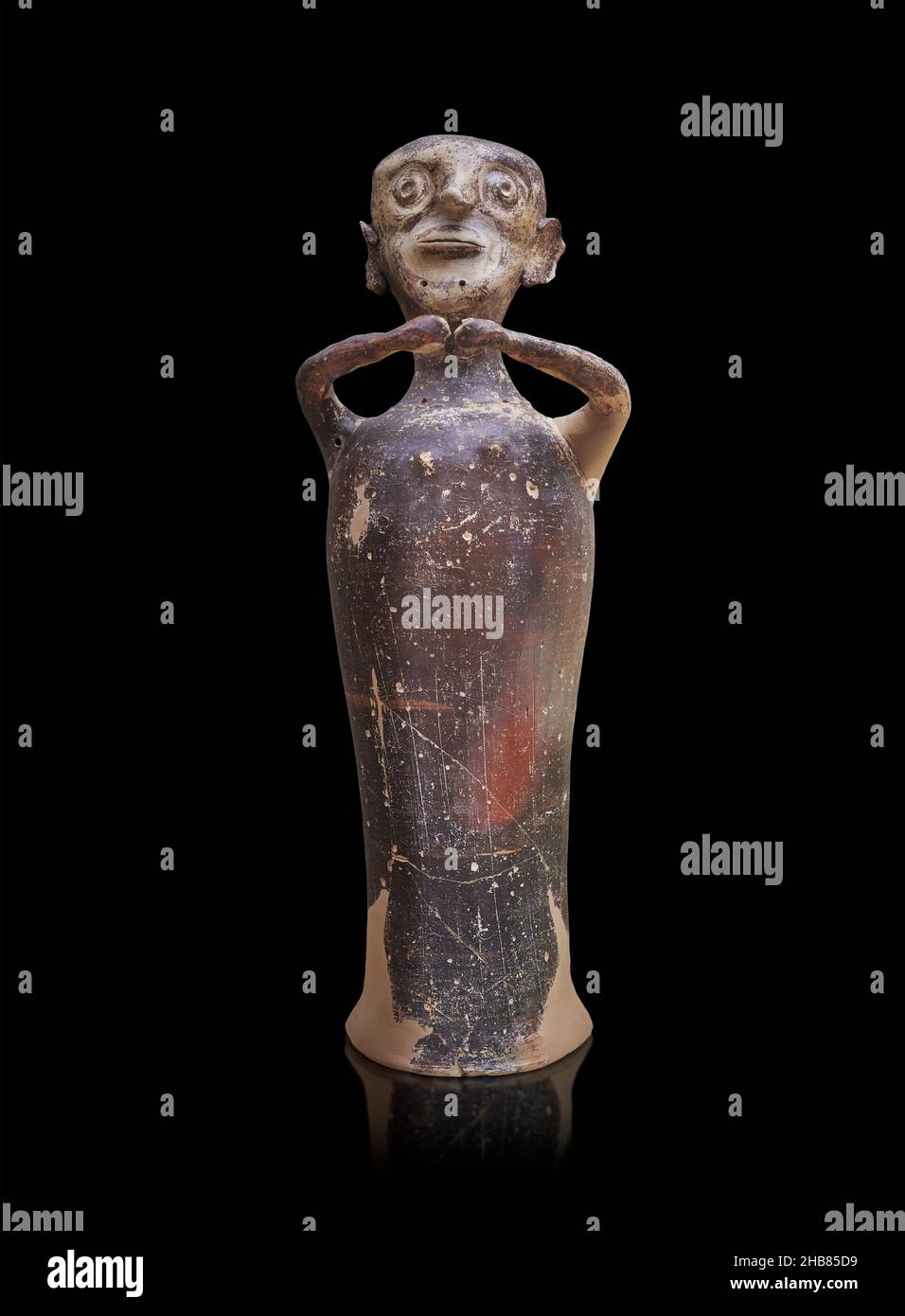 Mykenische anthropomorphe Figur, Mykene-Tempel, Raum 19, 1250-1180 v. Chr. Ref. LH IIIB2. Mykene archäologische Stätte Museum, Griechenland. Es ist nicht bekannt wha Stockfoto