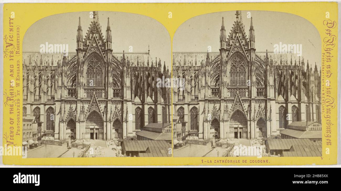 Seitenportal des Kölner Doms, Deutschland, La Cathédrale de Cologne (Titel auf Objekt), Ansichten des Rheins und seiner Umgebung, der Rhein und seine Umgebungen (Serientitel auf Objekt), William England (auf Objekt erwähnt), Köln, 1867 - 1868, Karton, Papier, Albumin-Print, Höhe 84 mm × Breite 172 mm Stockfoto