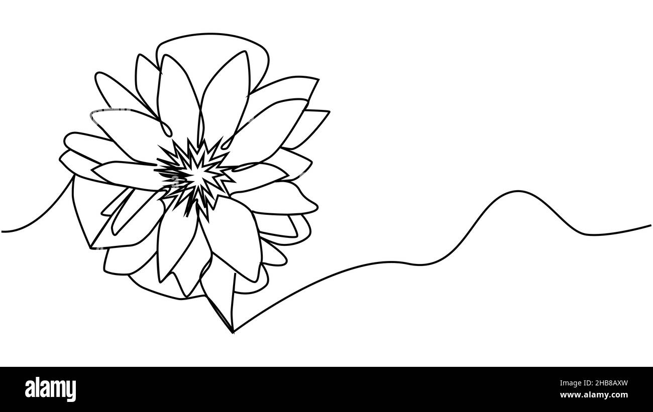 Blume Lotus kontinuierliche Linie Illustration mit editierbaren Strich einzelne Linie Zeichnung von schönen Seerose für florales Design oder Logo Stock Vektor