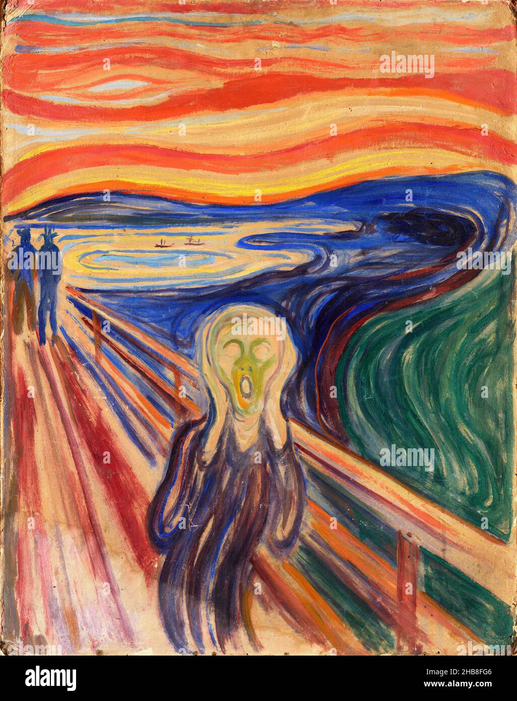 The Scream (Skrik) von Edvard Munch (1863-1944), Tempera und Öl auf ungegrundiertem Karton, 1910. Die Version des Munch Museums. Stockfoto