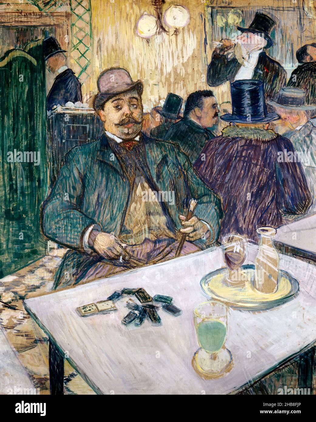 Toulouse-Lautrec-Malerei. „Monsieur Boileau at the Café“ von Henri de Toulouse-Lautrec (1864-1901), Gouache, 1893 Stockfoto