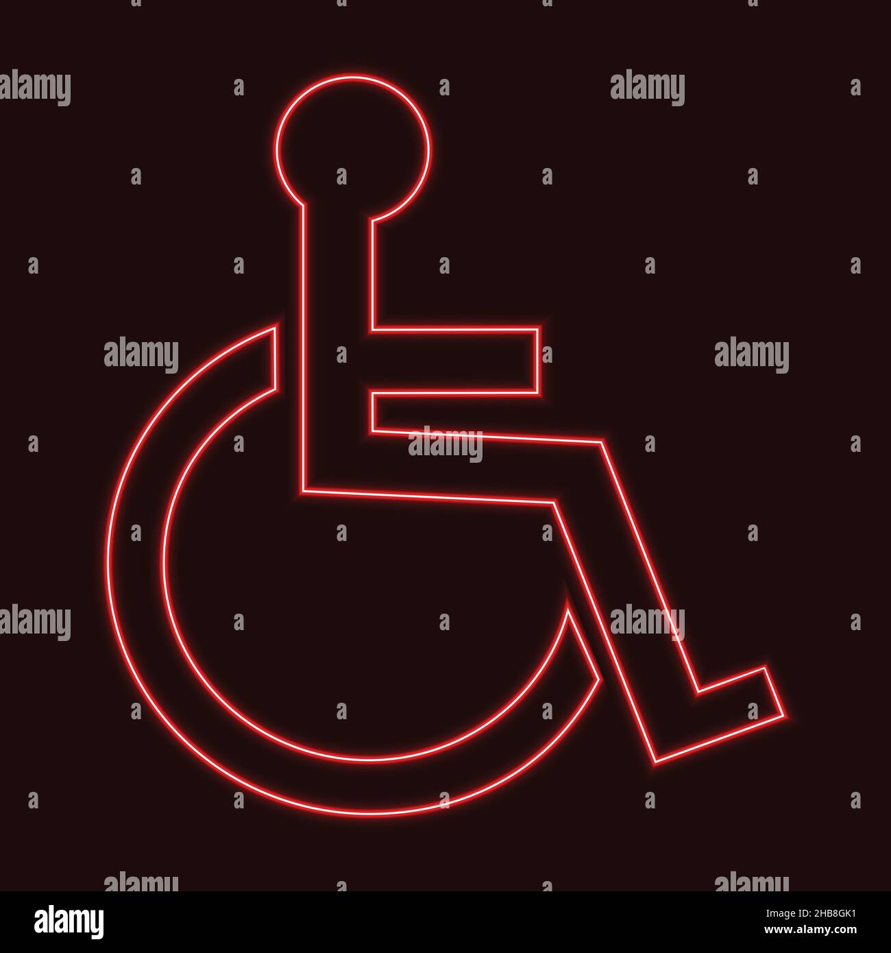 Rollstuhlgerechtes Schild-Symbol. vektor-Illustration mit Neon-Effekt. eps 10 Stock Vektor
