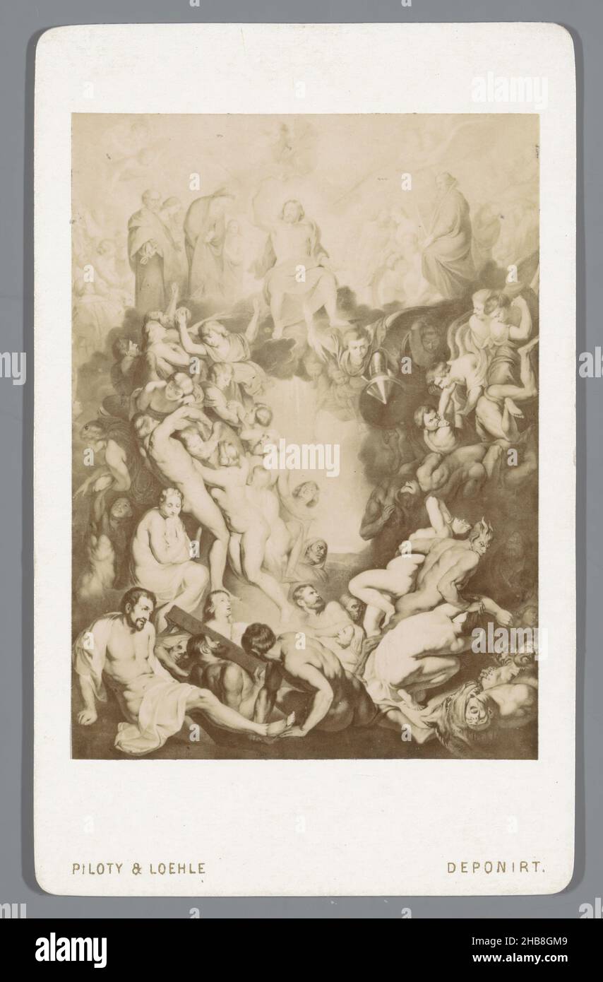 Fotografische Reproduktion des Jüngsten Gerichts von Peter Paul Rubens, das jüngste Gericht., das letzte Urteil (Titel auf Objekt), anonym, nach: Peter Paul Rubens, München, 1855 - 1885, Papier, Karton, Albumin-Print, Höhe 100 mm × Breite 62 mm Stockfoto