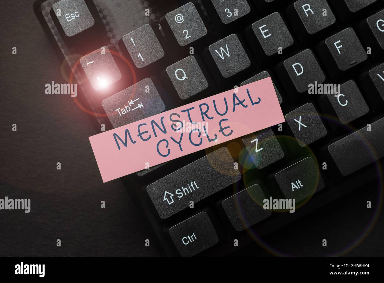 Konzeptionelle Darstellung des Menstruationszyklus. Konzeptionelle Foto monatlichen Zyklus von Veränderungen in den Eierstöcken und Uterus Futter Typisierung Krankenhaus Aufzeichnungen und Berichte Stockfoto