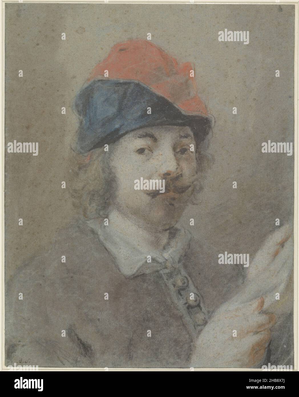 Porträt von Jacob Jordaens, Zeichner: Martinus Schouman, danach: Jacob Jordaens (I), 1780 - 1848, Papier, Kreide, Höhe 270 mm × Breite 215 mm Stockfoto