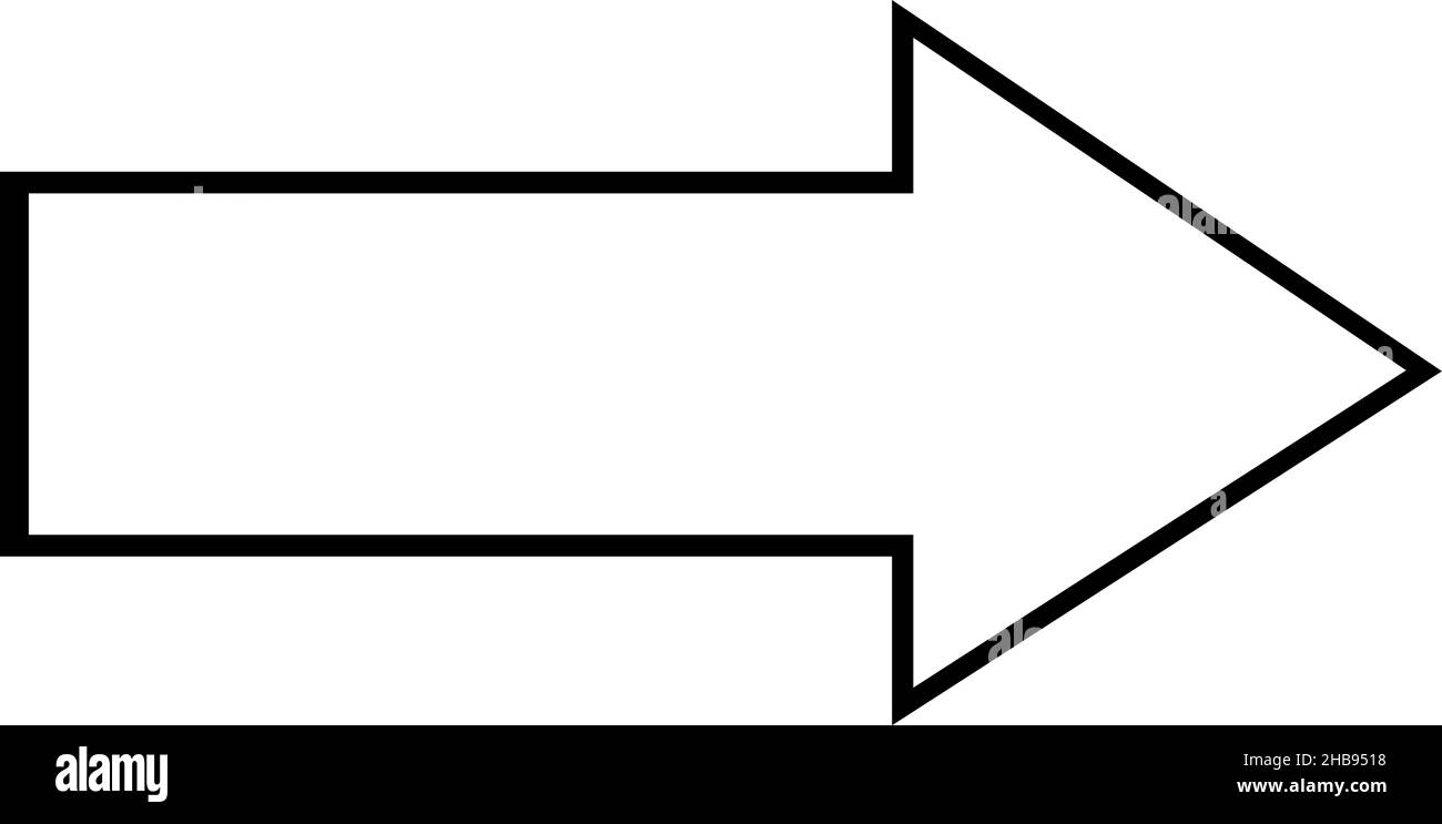 Vektordarstellung eines Pfeils in Schwarz-Weiß, der die richtige Richtung angibt Stock Vektor