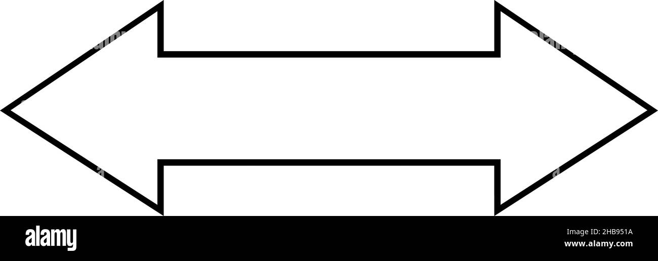 Vektordarstellung eines schwarzen und weißen Pfeils mit doppelter Richtung, rechts und links Stock Vektor