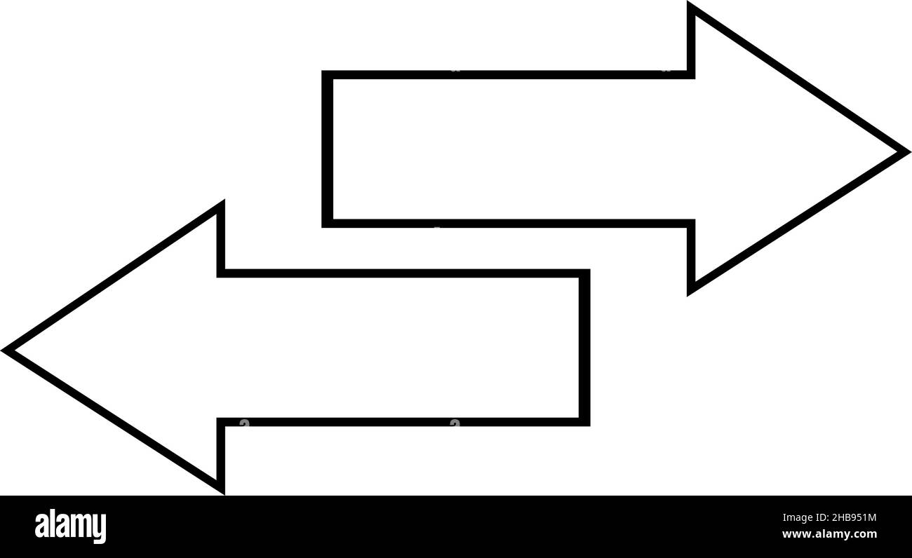 Vektordarstellung von schwarzen und weißen Pfeilen, die nach rechts und links zeigen Stock Vektor