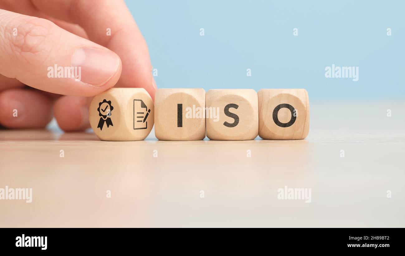 ISO oder International Organization for Standardization. Qualitäts- und Normenkonzept. Stockfoto
