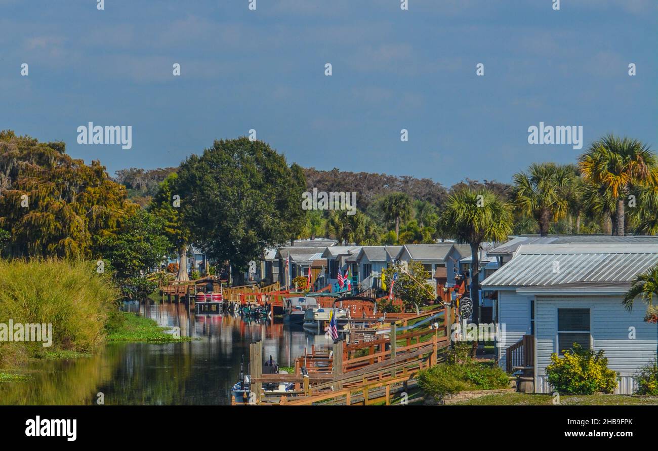 Der Blick entlang der Navigation Kanal in Upthegrove Beach, Okeechobee County, Florida Stockfoto
