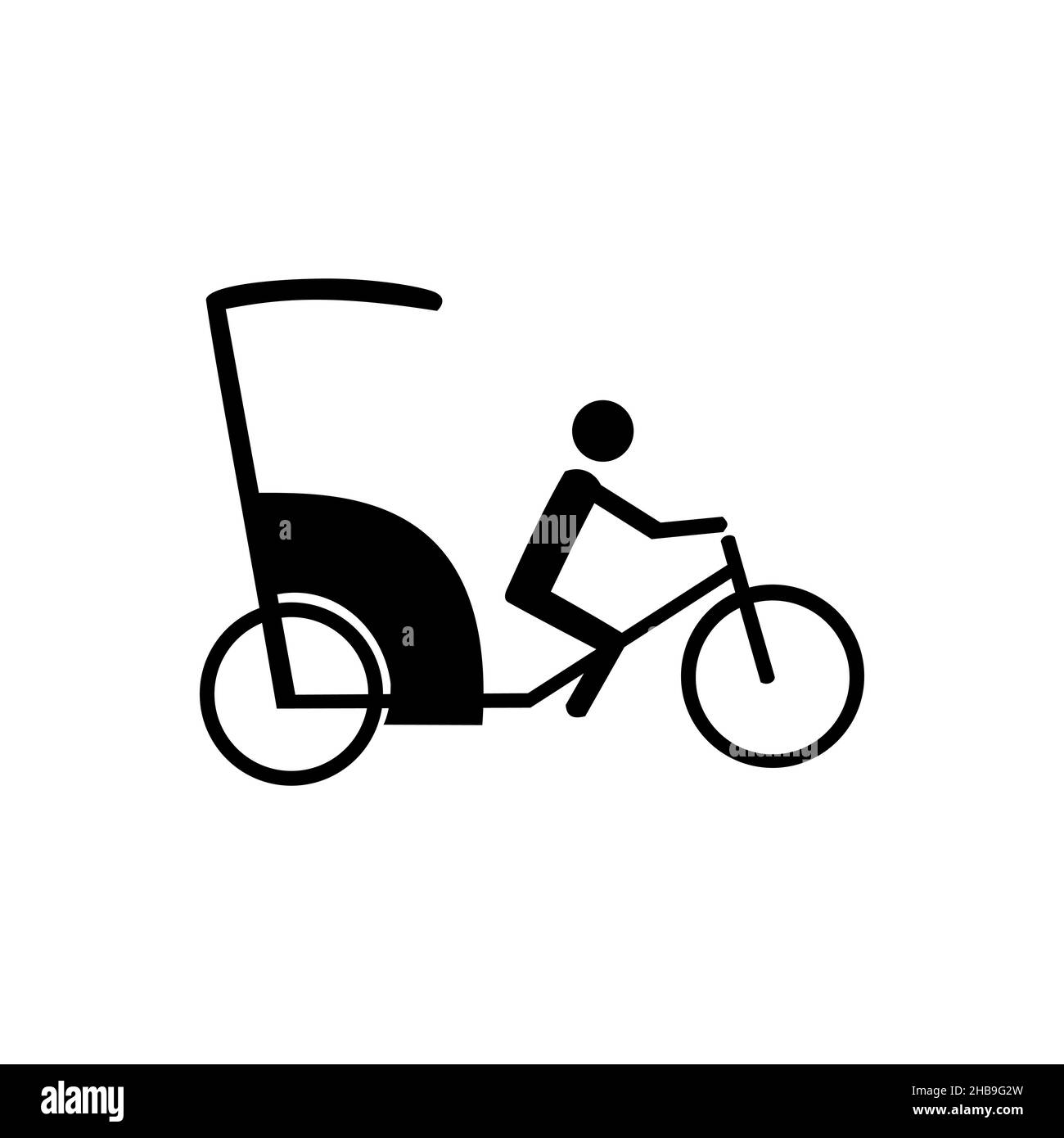 Becak, Rikscha-Transportsymbol. Stockfoto