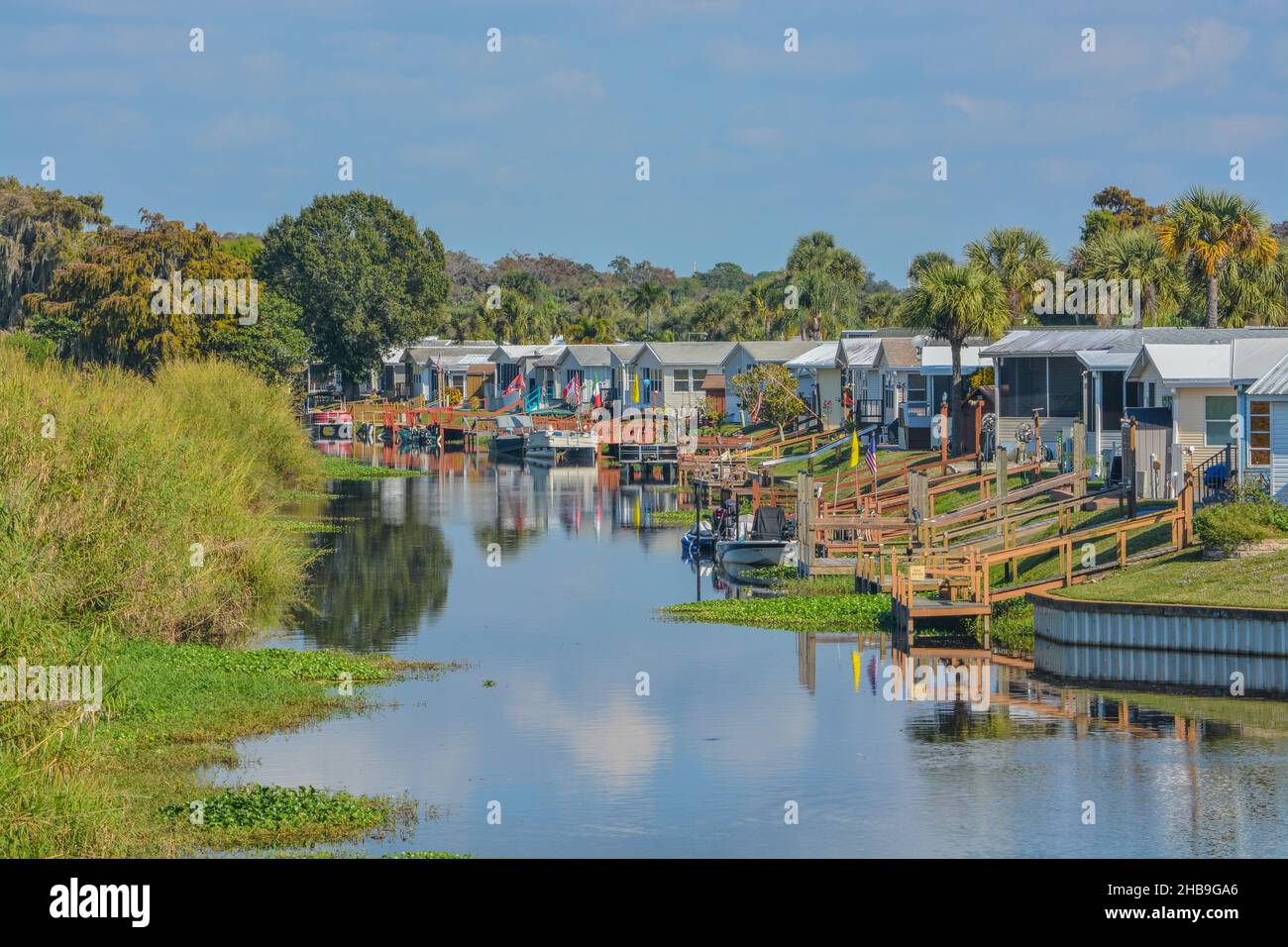 Der Blick entlang der Navigation Kanal in Upthegrove Beach, Okeechobee County, Florida Stockfoto