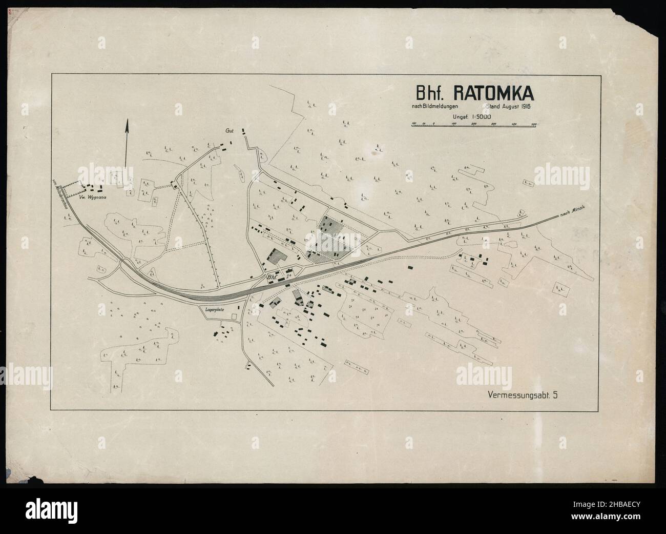 Ratatomka-Karte, Ratomka-Karte, Weißrussland-Karte, Weißrussland-Karte, Alte Karte Weißrussland, Ratomka-Druck, Ratomka-Poster, Ratomka-Plan, Alter Ratomka-Plan Stockfoto