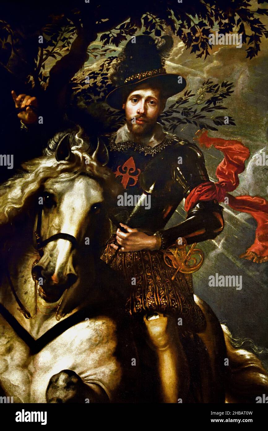 Pferdeportrait von Gio. Carlo Doria 1606 Peter Paul Rubens (1577–1640) Belgisch, Belgien, Flämisch. Gio Carlo Doria war ein genuesischer Adliger mit einer großen Leidenschaft für die Kunst. Hunderte von Leinwänden wurden in seinem Haus aufbewahrt, darunter dieses Gemälde während des Zweiten Weltkriegs, bevor es in die Sammlungen des Museums aufgenommen wurde, das Werk war von den Nazis gestohlen worden. Stockfoto