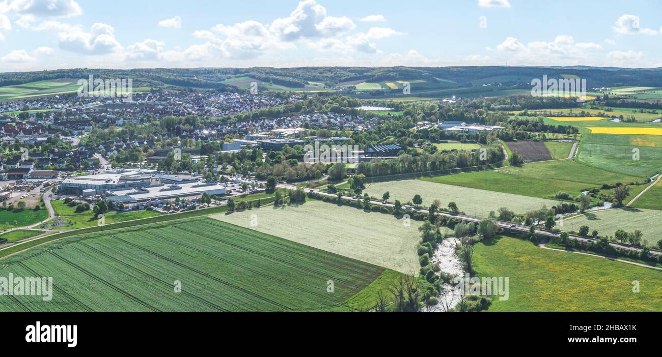 Luftaufnahme zu westlichen Teilen von Donauwörth Stockfoto