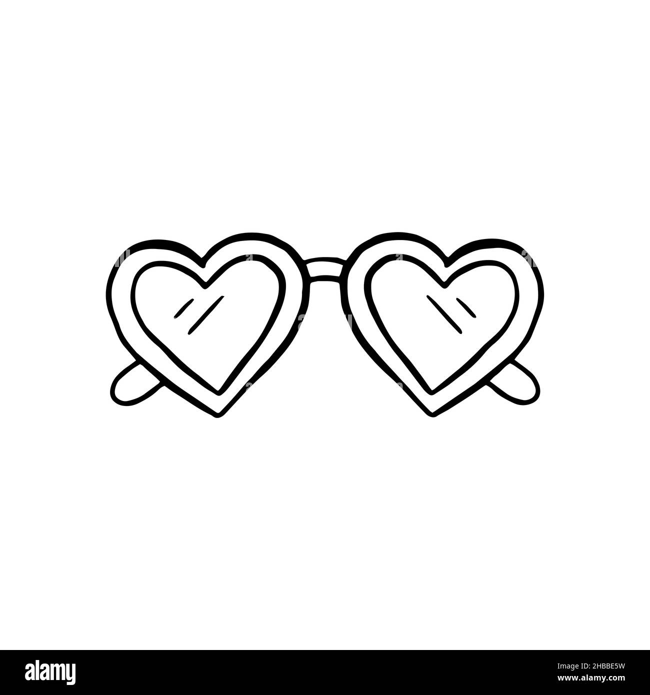doodle Stil Vektor-Illustration. Niedliche Gläser in Form von Herzen. Gläser Herzen einfache Zeichnung Cliparts. Liebe, Romantik. Stock Vektor