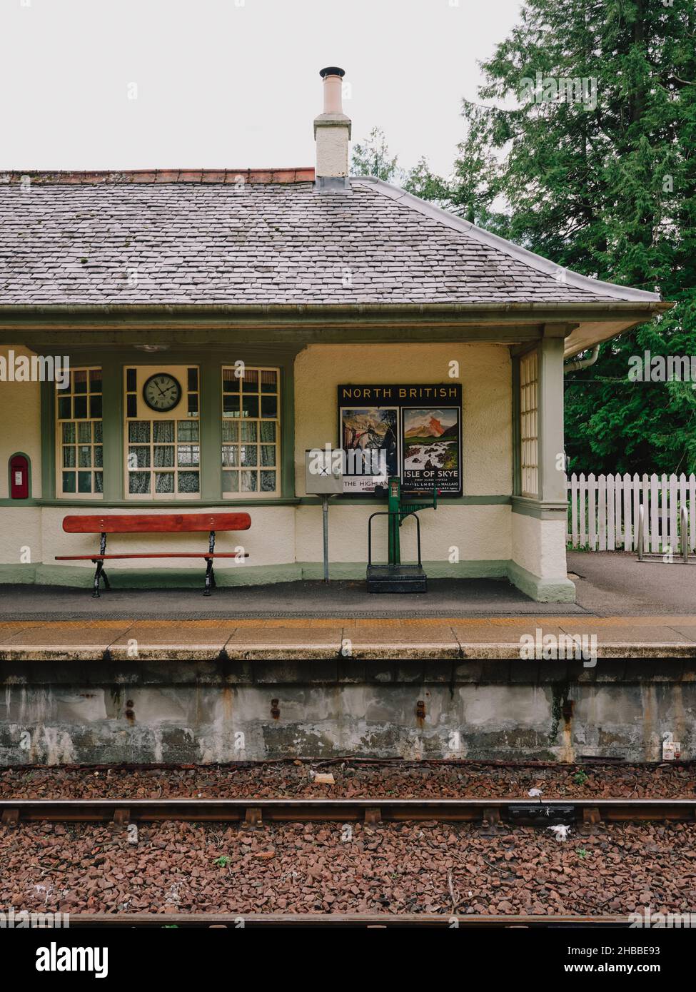 Glenfinnan Bahnhof, Glenfinnan, West Highlands Schottland, Großbritannien Stockfoto