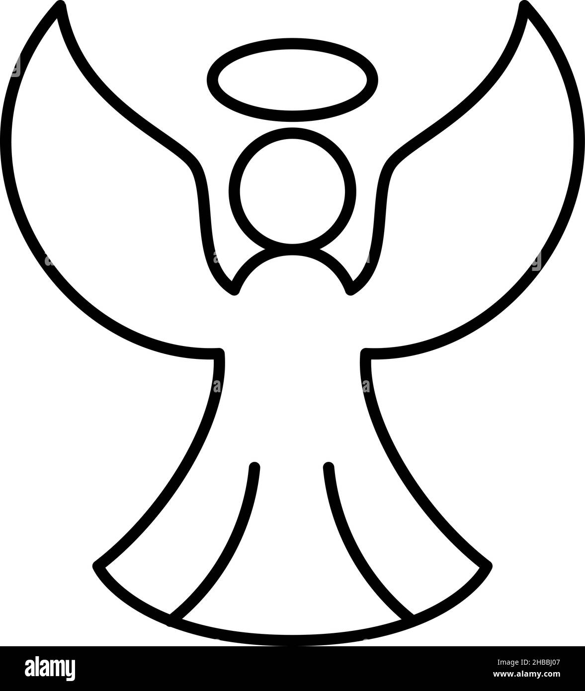 Engel Mit Heiligen Zeichen Umriss Symbol Vektor Stock Vektor