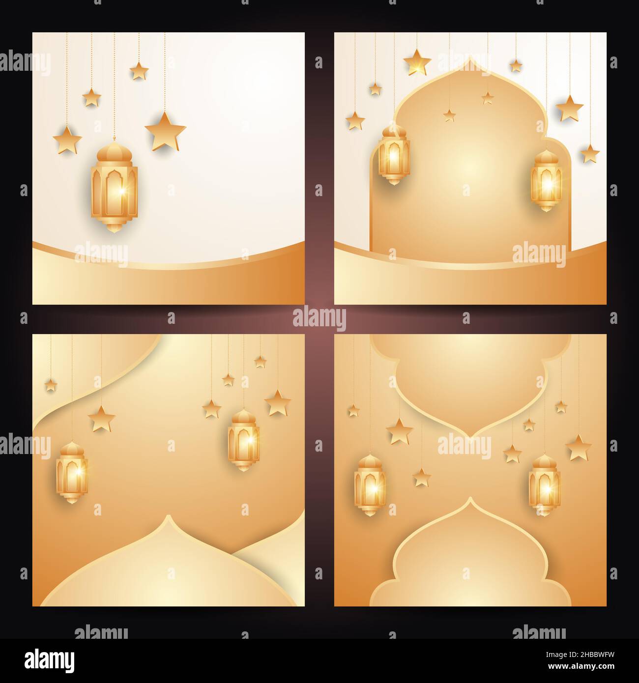 Goldene islamische Grußkarten-Vorlage mit stilvollem Luxus-Design Stock Vektor