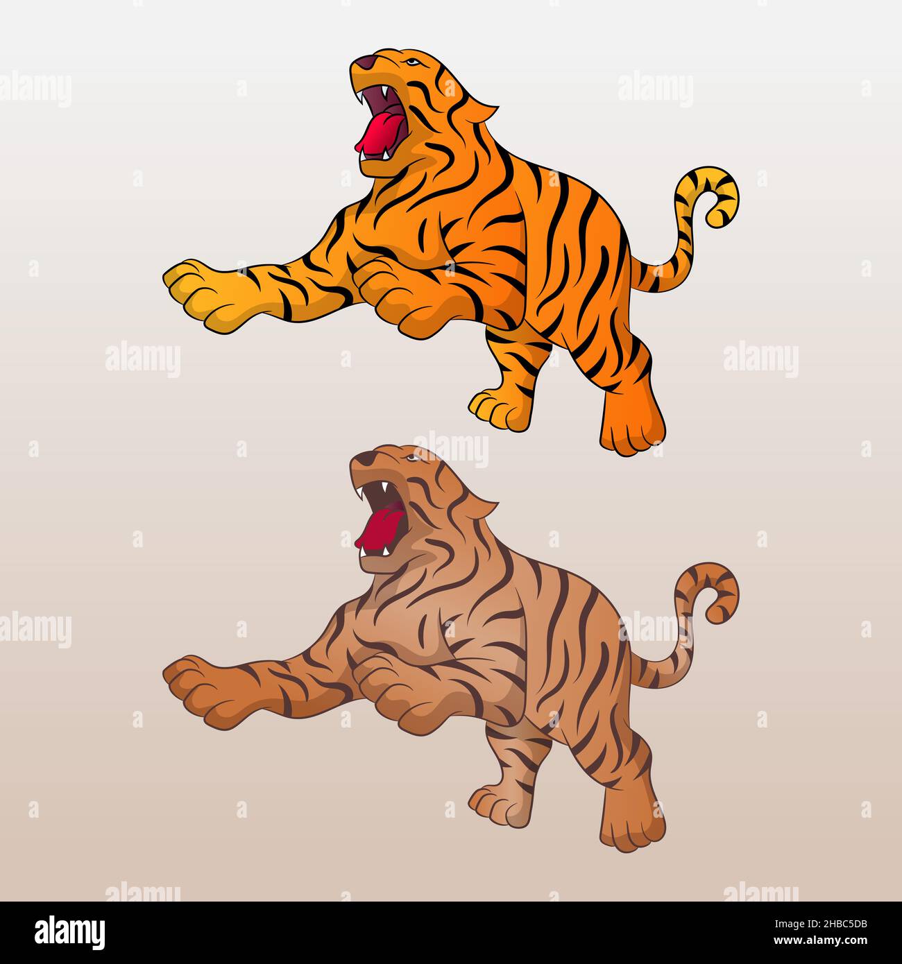 Vektorgrafik „springender und brüllender Tiger“ Stock Vektor