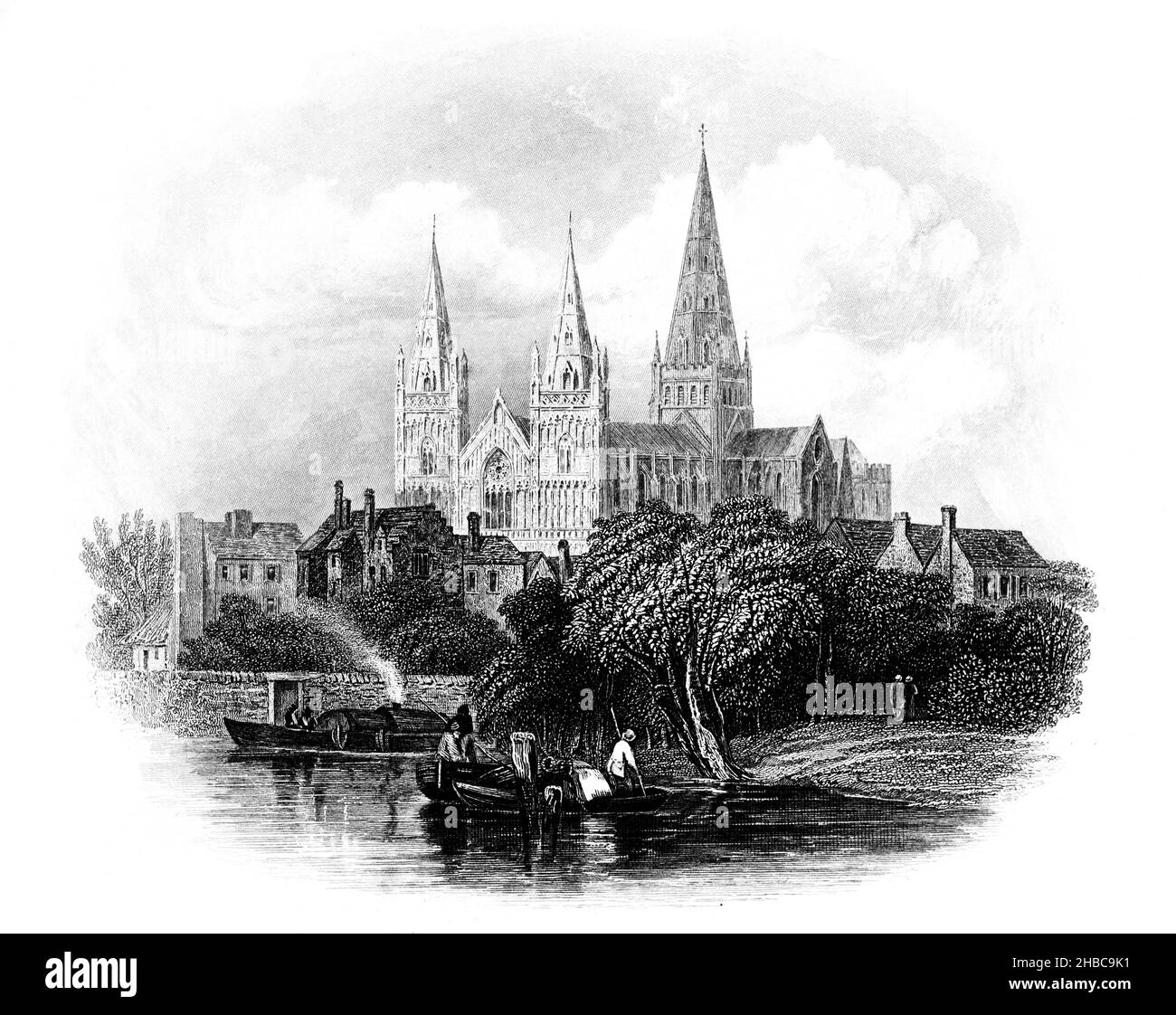 Gravierte Illustration von Lichfield, Geburtsort von Dr. Samuel Johnson, Stich von Edward Francis Finden für Boswell’s Life of Johnson, veröffentlicht 18 Stockfoto