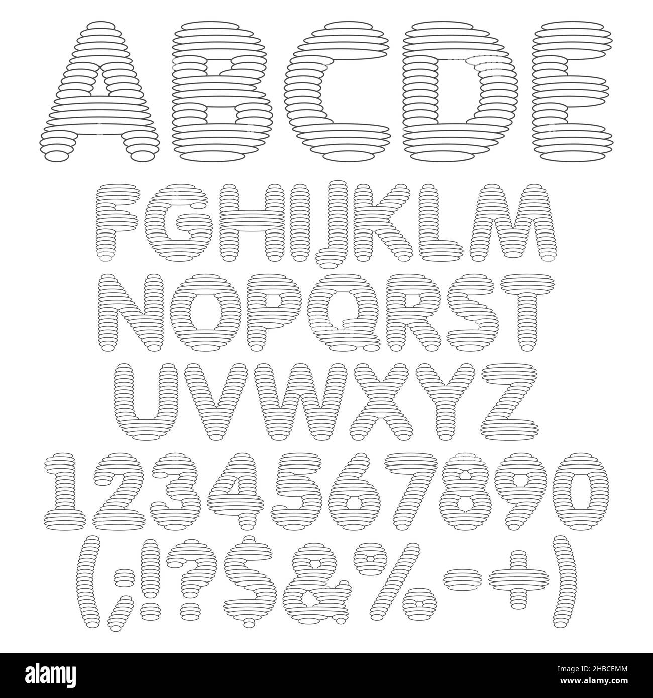 Cartoon style alphabet letters numbers Ausgeschnittene Stockfotos und