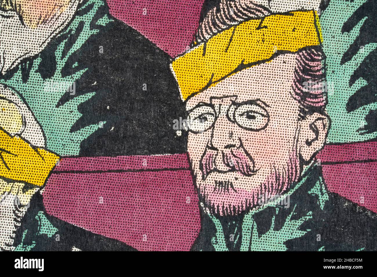 Reifer Mann, Bart, mit Pince-nez Brillen Brille, Pop Art, Detail einer Illustration von Henry Gerbault, 1890s, französisch Stockfoto