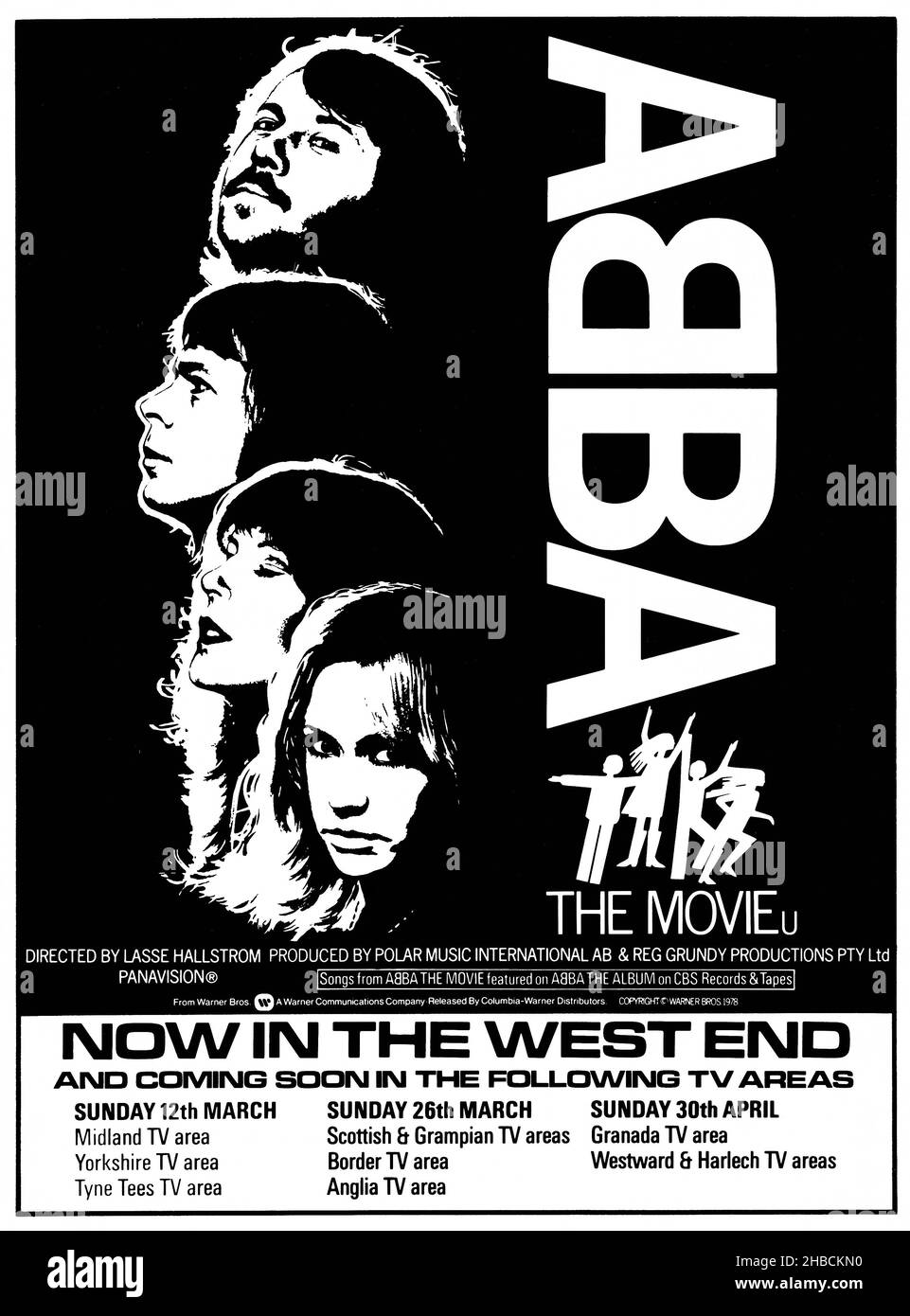 1978 britische Werbung für den Film ‘ABBA The Movie.’ Stockfoto