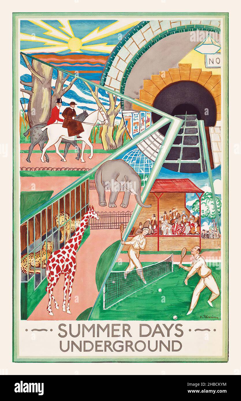 Summer Days, von Vladimir Polunin, 1930 - Vintage Anzeige für das Londoner Verkehrssystem, London Underground Stockfoto