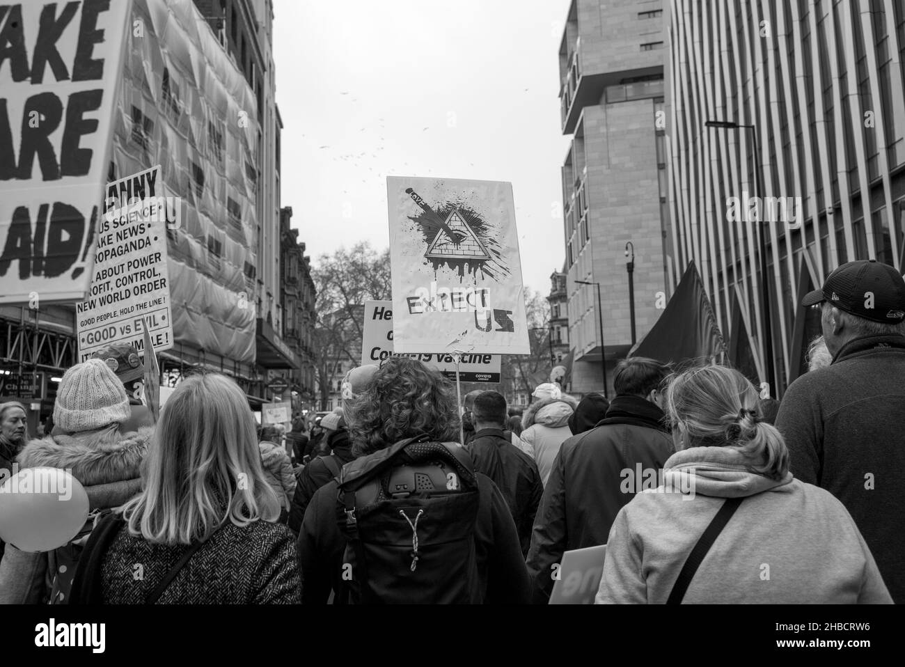 Anti-Impfstoff-März in London, 18th. Dezember 2021 Stockfoto