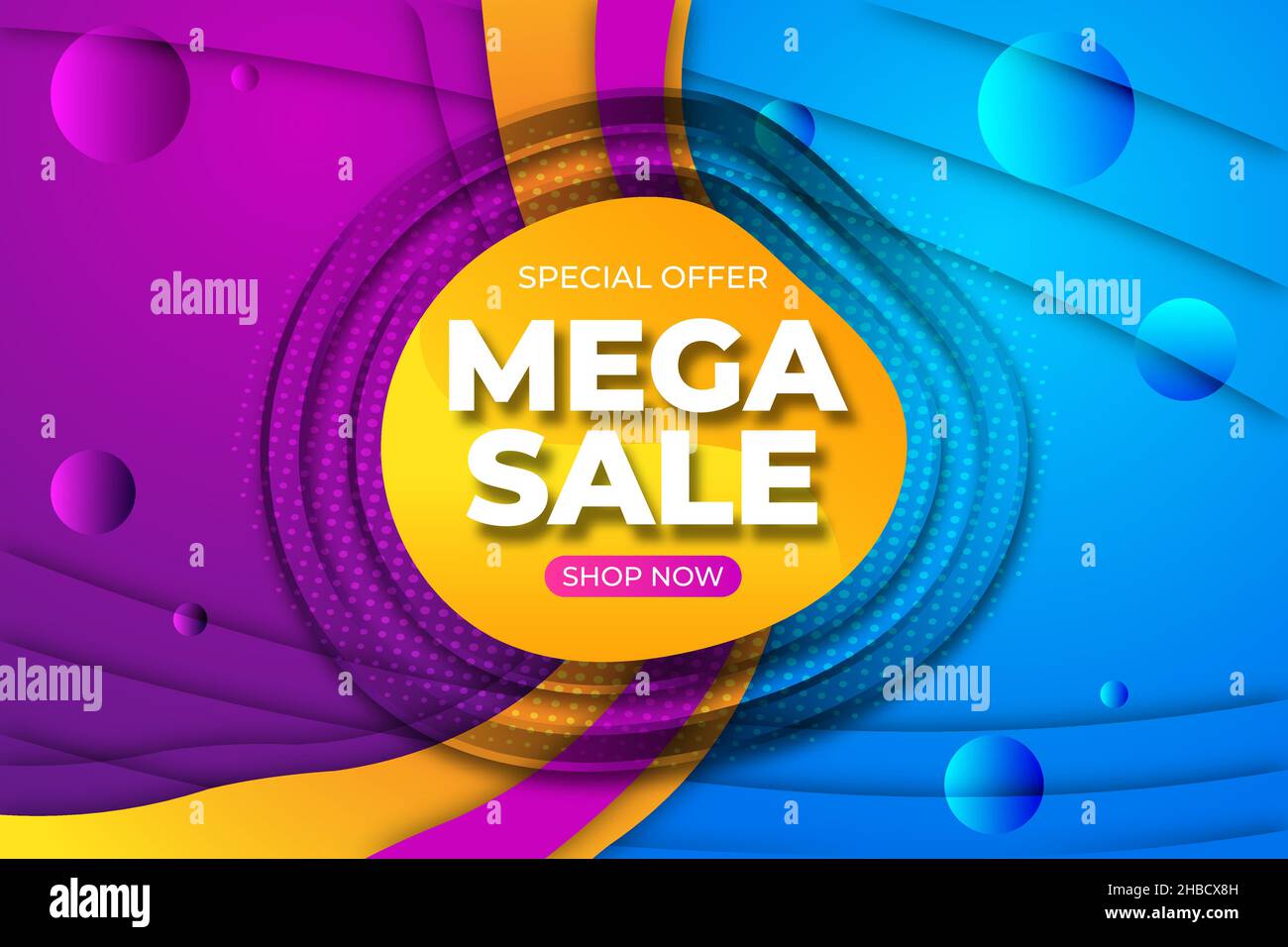 Moderner Gradient Mega Sale mit blauem und violettem Design Stock Vektor